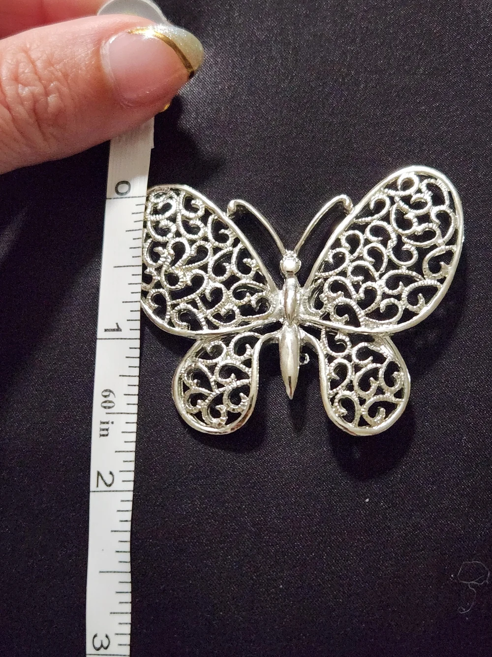 Vintage Gerry’s Silver Tone Openwork Filigree Butterfly Brooch Pin